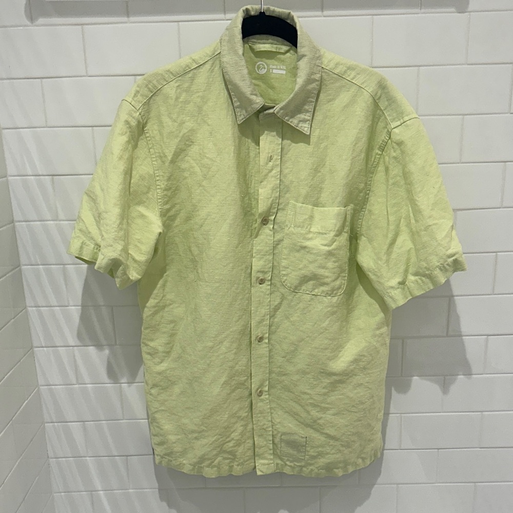 Outlier- SS, button down, linen/poly shirt